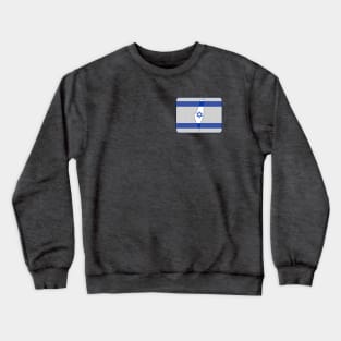 Map of Israel on Stylized Israeli Flag Crewneck Sweatshirt